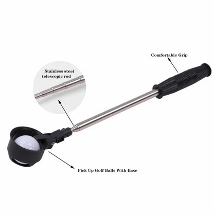 Retractable Golf Ball Retriever featuring an Automatic Locking Scoop